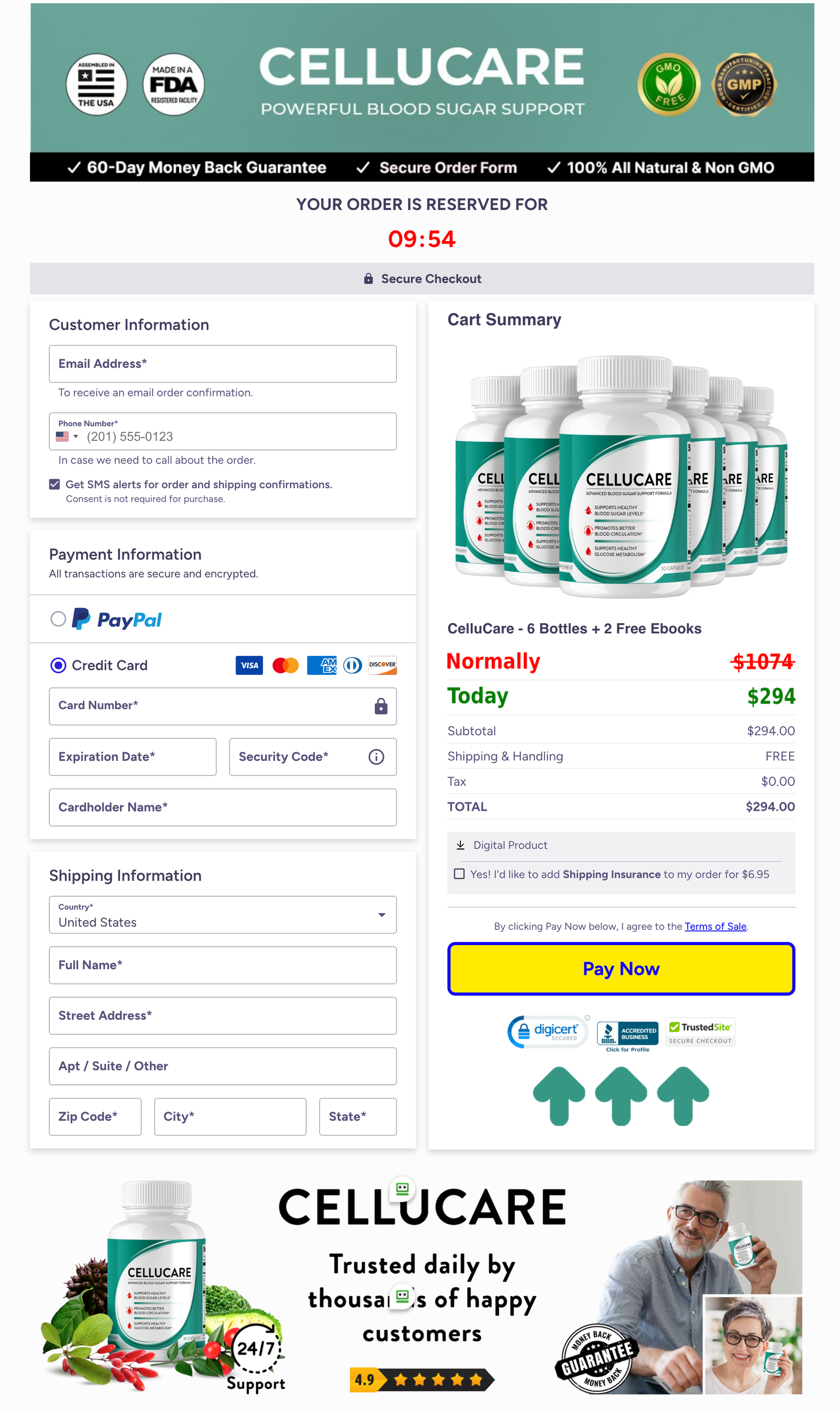CelluCare Official Website Secure Order Page